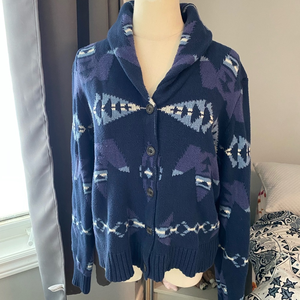 Chaps Denim XL chunky blue cardigan